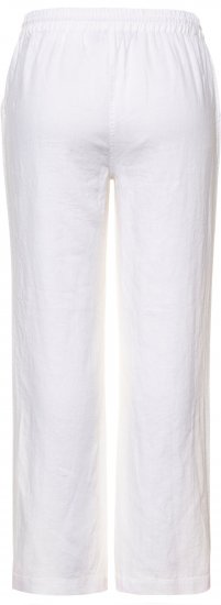 Ulla Popken Drawstring Elastic Waist Mary Fit Linen Pants Snow White - Jeansy & Spodnie w Dużych Rozmiarach – Plus Size - 