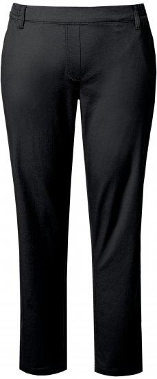 Ulla Popken Chino Elastic Waist Stretch Cotton Pants Black - Jeansy & Spodnie w Dużych Rozmiarach – Plus Size - 