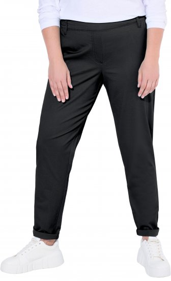 Ulla Popken Chino Elastic Waist Stretch Cotton Pants Black - Jeansy & Spodnie w Dużych Rozmiarach – Plus Size - 