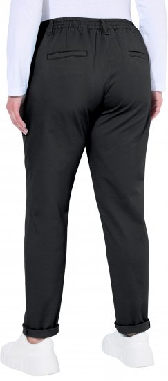 Ulla Popken Chino Elastic Waist Stretch Cotton Pants Black - Jeansy & Spodnie w Dużych Rozmiarach – Plus Size - 