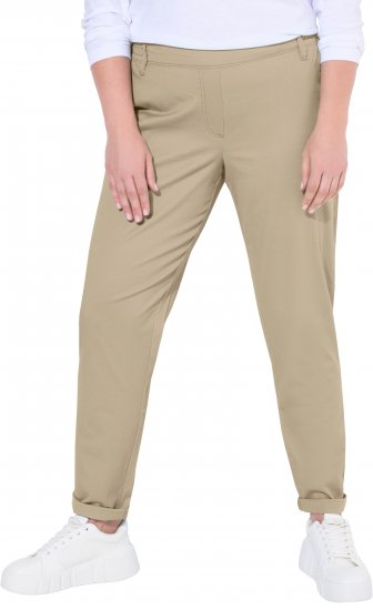 Ulla Popken Chino Elastic Waist Stretch Cotton Pants Brown - Jeansy & Spodnie w Dużych Rozmiarach – Plus Size - 
