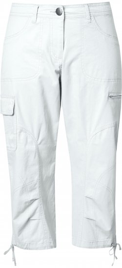 Ulla Popken Stretch Cotton Cargo Crop Pants Snow White - Jeansy & Spodnie w Dużych Rozmiarach – Plus Size - 