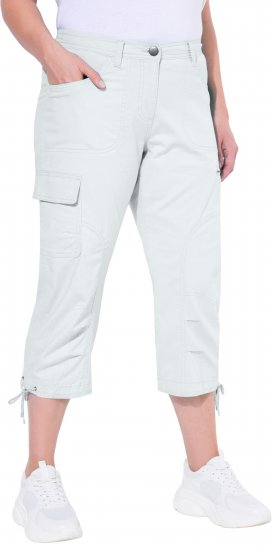 Ulla Popken Stretch Cotton Cargo Crop Pants Snow White - Jeansy & Spodnie w Dużych Rozmiarach – Plus Size - 