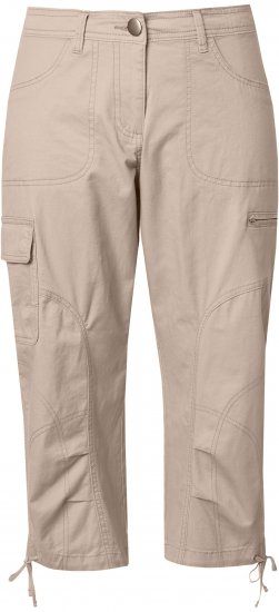 Ulla Popken Stretch Cotton Cargo Crop Pants Beige - Jeansy & Spodnie w Dużych Rozmiarach – Plus Size - 