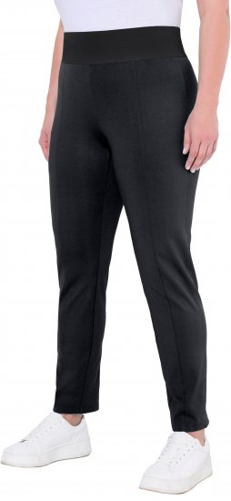 Ulla Popken Slim Leg Sienna Fit Ponte Stretch Knit Pants Black - Jeansy & Spodnie w Dużych Rozmiarach – Plus Size - 
