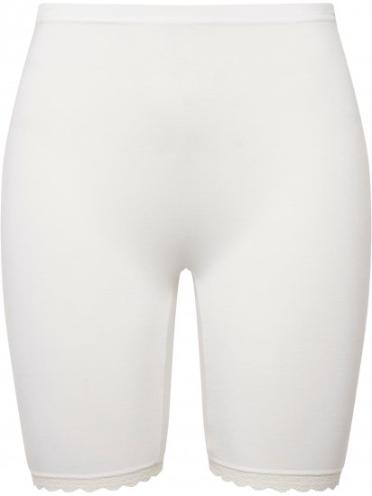 Ulla Popken Lace Hem Stretch Viscose Knit Bicycle Length Lounge Shorts White - Jeansy & Spodnie w Dużych Rozmiarach – Plus Size - 