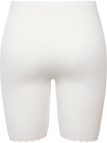 Ulla Popken Lace Hem Stretch Viscose Knit Bicycle Length Lounge Shorts White - Jeansy & Spodnie w Dużych Rozmiarach – Plus Size - 