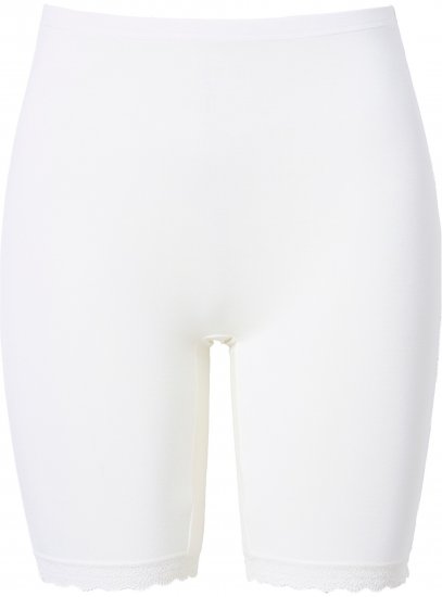 Ulla Popken Lace Hem Stretch Viscose Knit Bicycle Length Lounge Shorts White - Jeansy & Spodnie w Dużych Rozmiarach – Plus Size - 