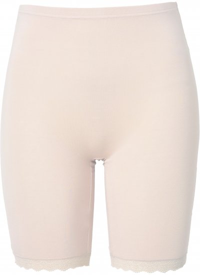 Ulla Popken Lace Hem Stretch Viscose Knit Bicycle Length Lounge Shorts Beige - Jeansy & Spodnie w Dużych Rozmiarach – Plus Size - 