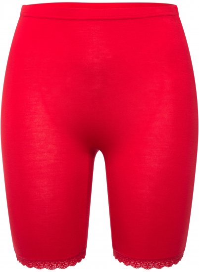 Ulla Popken Lace Hem Stretch Viscose Knit Bicycle Length Lounge Shorts Red - Jeansy & Spodnie w Dużych Rozmiarach – Plus Size - 
