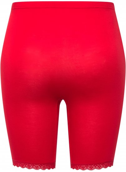 Ulla Popken Lace Hem Stretch Viscose Knit Bicycle Length Lounge Shorts Red - Jeansy & Spodnie w Dużych Rozmiarach – Plus Size - 