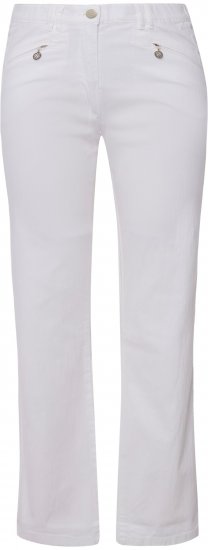 Ulla Popken Summer Pants Mony Snow White - Jeansy & Spodnie w Dużych Rozmiarach – Plus Size - 