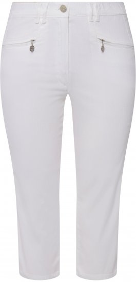 Ulla Popken Mony Stretch Capri Pants Snow White - Jeansy & Spodnie w Dużych Rozmiarach – Plus Size - 