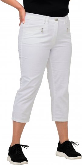 Ulla Popken Mony Stretch Capri Pants Snow White - Jeansy & Spodnie w Dużych Rozmiarach – Plus Size - 