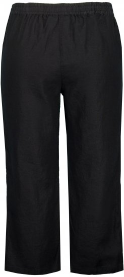 Ulla Popken Cool Linen Elastic Waist Capri Pants Black - Jeansy & Spodnie w Dużych Rozmiarach – Plus Size - 