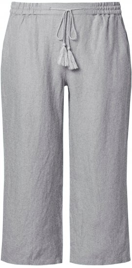 Ulla Popken Cool Linen Elastic Waist Capri Pants Light Grey Melange - Jeansy & Spodnie w Dużych Rozmiarach – Plus Size - 