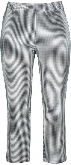Ulla Popken Check Bengaline Slim Leg Sienna Fit Stretch Crop Pants Black - Jeansy & Spodnie w Dużych Rozmiarach – Plus Size - 