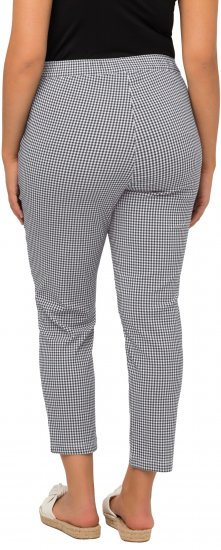 Ulla Popken Check Bengaline Slim Leg Sienna Fit Stretch Crop Pants Black - Jeansy & Spodnie w Dużych Rozmiarach – Plus Size - 