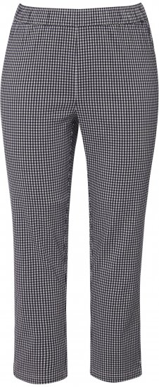 Ulla Popken Check Bengaline Slim Leg Sienna Fit Stretch Crop Pants Navy - Jeansy & Spodnie w Dużych Rozmiarach – Plus Size - 