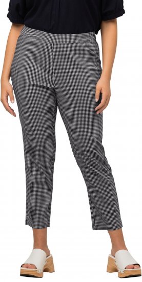 Ulla Popken Check Bengaline Slim Leg Sienna Fit Stretch Crop Pants Navy - Jeansy & Spodnie w Dużych Rozmiarach – Plus Size - 