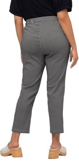 Ulla Popken Check Bengaline Slim Leg Sienna Fit Stretch Crop Pants Navy - Jeansy & Spodnie w Dużych Rozmiarach – Plus Size - 