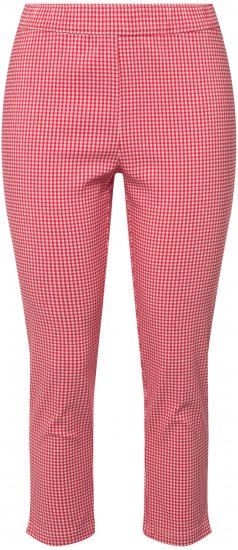 Ulla Popken Check Bengaline Slim Leg Sienna Fit Stretch Crop Pants Light Pink - Jeansy & Spodnie w Dużych Rozmiarach – Plus Size - 