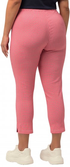 Ulla Popken Check Bengaline Slim Leg Sienna Fit Stretch Crop Pants Light Pink - Jeansy & Spodnie w Dużych Rozmiarach – Plus Size - 