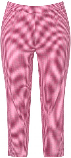 Ulla Popken Check Bengaline Slim Leg Sienna Fit Stretch Crop Pants Pale Lilac - Jeansy & Spodnie w Dużych Rozmiarach – Plus Size - 