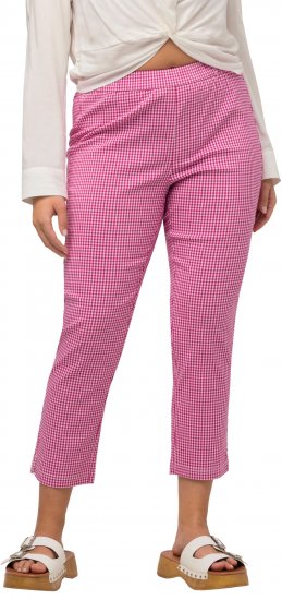 Ulla Popken Check Bengaline Slim Leg Sienna Fit Stretch Crop Pants Pale Lilac - Jeansy & Spodnie w Dużych Rozmiarach – Plus Size - 