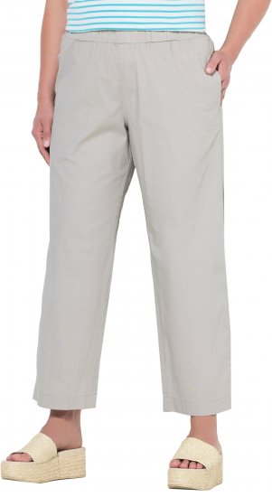Ulla Popken Wide Leg Ruby Fit Stretch Chino Pants Pebble - Jeansy & Spodnie w Dużych Rozmiarach – Plus Size - 