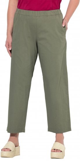 Ulla Popken Wide Leg Ruby Fit Stretch Chino Pants Green - Jeansy & Spodnie w Dużych Rozmiarach – Plus Size - 