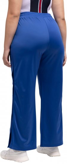 Ulla Popken Snap Placket Side Seam Wide Leg Recycled Polyester Knit Joggers Blue - Jeansy & Spodnie w Dużych Rozmiarach – Plus Size - 