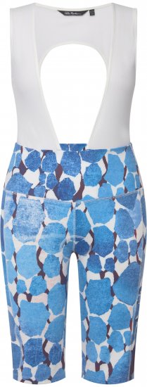 Ulla Popken Abstract Print Padded Cycling Shorts With Suspenders White - Jeansy & Spodnie w Dużych Rozmiarach – Plus Size - 