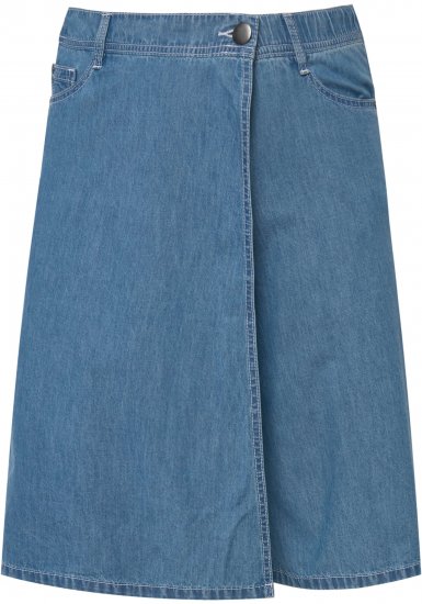 Ulla Popken Denim Wrap Look Skort Blue Denim - Jeansy & Spodnie w Dużych Rozmiarach – Plus Size - 
