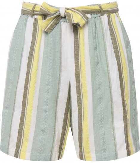 Ulla Popken Striped Wide Leg Elastic Waistband Shorts White - Jeansy & Spodnie w Dużych Rozmiarach – Plus Size - 