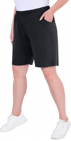 Ulla Popken Stretch Knit Bermuda Shorts Black - Jeansy & Spodnie w Dużych Rozmiarach – Plus Size - 