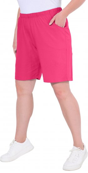 Ulla Popken Stretch Knit Bermuda Shorts Red - Jeansy & Spodnie w Dużych Rozmiarach – Plus Size - 