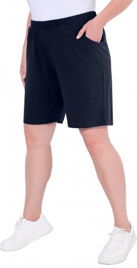 Ulla Popken Stretch Knit Bermuda Shorts Blue - Jeansy & Spodnie w Dużych Rozmiarach – Plus Size - 