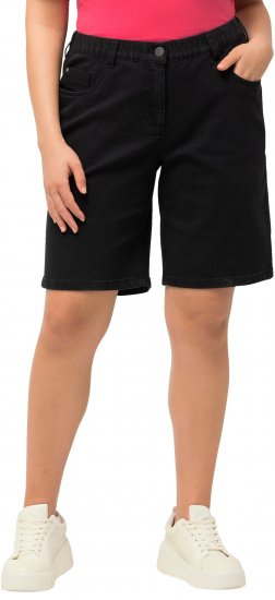 Ulla Popken Basic Denim Mandy Bermuda Shorts Black - Jeansy & Spodnie w Dużych Rozmiarach – Plus Size - 