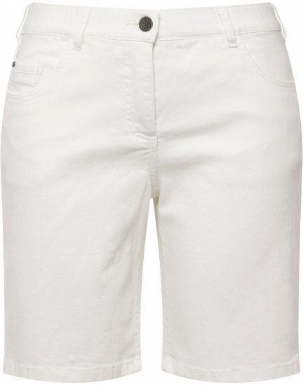 Ulla Popken Basic Denim Mandy Bermuda Shorts Snow White - Jeansy & Spodnie w Dużych Rozmiarach – Plus Size - 