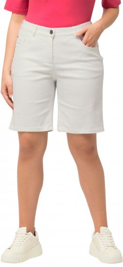 Ulla Popken Basic Denim Mandy Bermuda Shorts Snow White - Jeansy & Spodnie w Dużych Rozmiarach – Plus Size - 