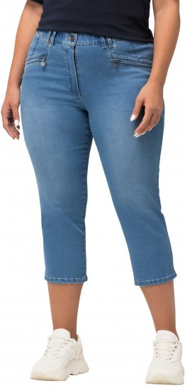 Ulla Popken Cropped Stretch Blend Mony Jeans Blue - Jeansy & Spodnie w Dużych Rozmiarach – Plus Size - 