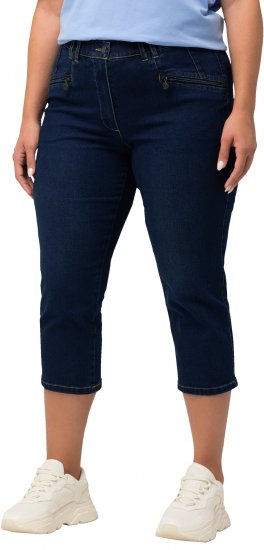 Ulla Popken Cropped Stretch Blend Mony Jeans Blue Denim - Jeansy & Spodnie w Dużych Rozmiarach – Plus Size - 