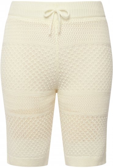 Ulla Popken Crochet Bermuda Layered Look Shorts White - Jeansy & Spodnie w Dużych Rozmiarach – Plus Size - 