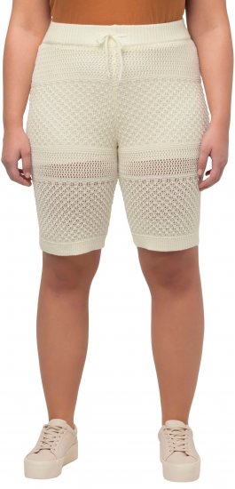 Ulla Popken Crochet Bermuda Layered Look Shorts White - Jeansy & Spodnie w Dużych Rozmiarach – Plus Size - 