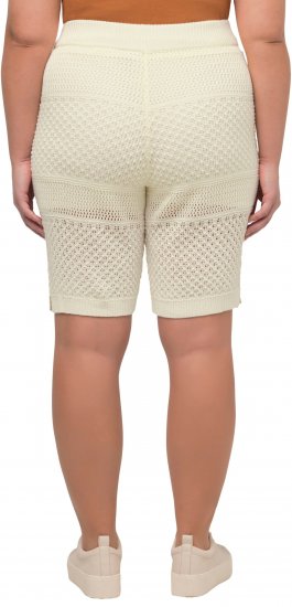 Ulla Popken Crochet Bermuda Layered Look Shorts White - Jeansy & Spodnie w Dużych Rozmiarach – Plus Size - 