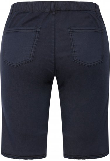 Ulla Popken Frayed Hemline Elastic Waistband Bermuda Shorts Navy - Jeansy & Spodnie w Dużych Rozmiarach – Plus Size - 