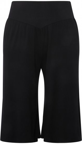 Ulla Popken Wide Leg Flared Bermuda Shorts Black - Jeansy & Spodnie w Dużych Rozmiarach – Plus Size - 