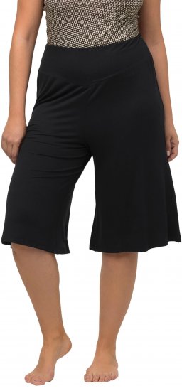 Ulla Popken Wide Leg Flared Bermuda Shorts Black - Jeansy & Spodnie w Dużych Rozmiarach – Plus Size - 