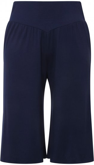 Ulla Popken Wide Leg Flared Bermuda Shorts Navy - Jeansy & Spodnie w Dużych Rozmiarach – Plus Size - 